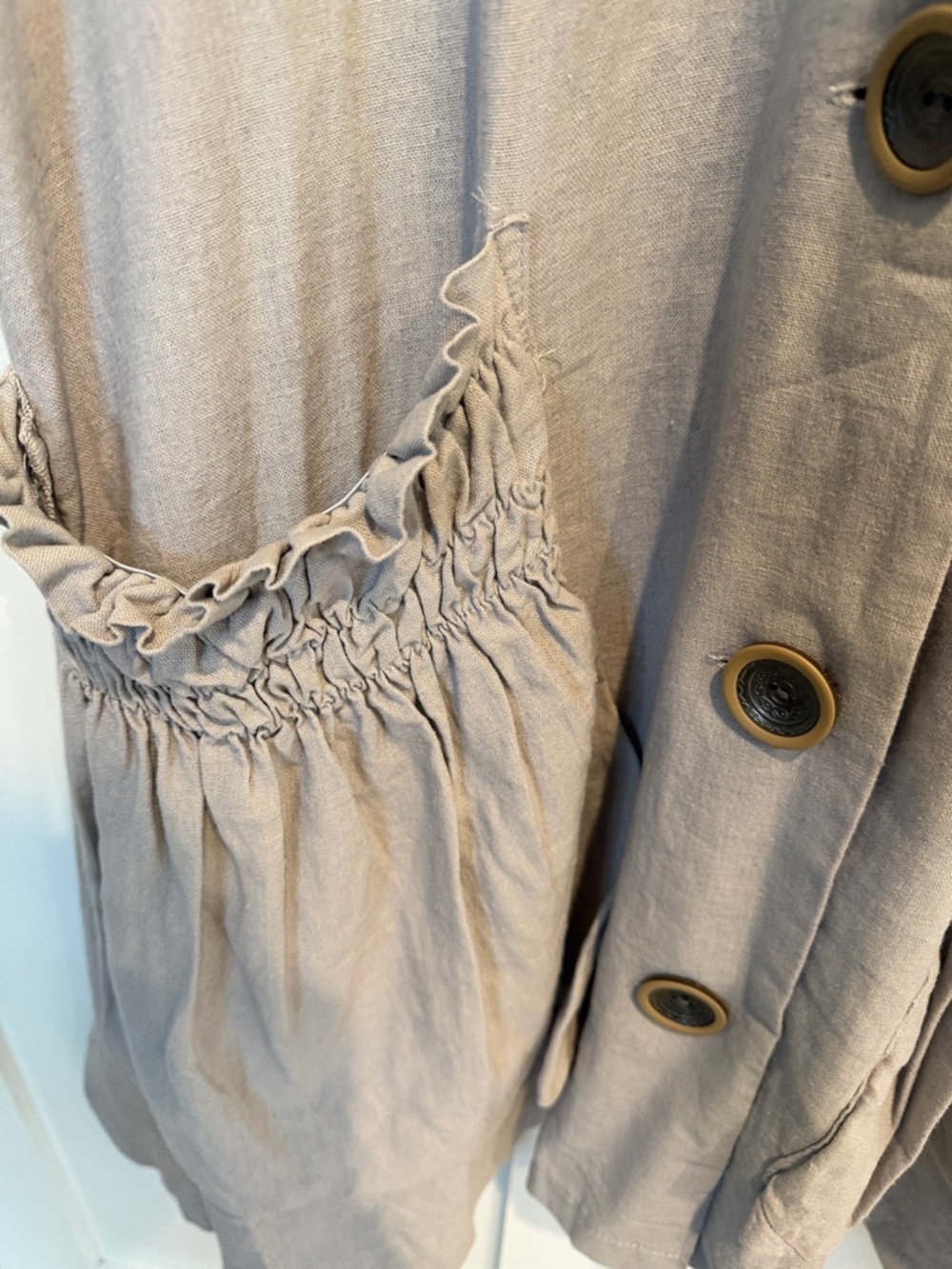 For Cynthia Sleeveless Asymmetrical Button-Front Dress in Light Gray - Picture 5 of 7